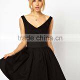 Skater Dress With Off Shoulder And Deep Waistband thumbnail-1