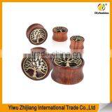 Oasis Plus Tree Of Life Oranic Wood Tunnels Double Flared Ear Stretcher Saddle Plugs Gauge thumbnail-5