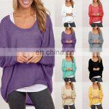 China Manufacturing Polyester/Cotton Blend Fashion Ladies Long Sleeve Pullover Top Loose Casual Blouse Tshirts thumbnail-1