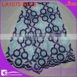 swiss voile lace fabrics LA1075 blue