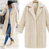 Plush Warm Solid Color Coat Women Ladies Jacket thumbnail-2