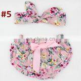 Baby Girl Bloomer Flower Print Shorts With Headband Set Toddler Summer Cotton Bloomer 15Styles 3Size for 0-24M
