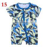2019 Summer Newborn Baby Kids Blue Bamboo Overalls Clothes With Short Sleeves 100% Cotton Rompers thumbnail-2