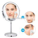 DDP Shipping LED Portable Makeup Mirror Round 8 Inch Makeup Desktop Cosmetic Mirror 10x Magnificationt Mirror thumbnail-4