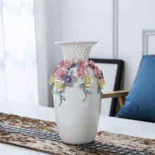 European Modern Simple Fashion Hollow Gild Knit White Ceramic Vase For Home Decor thumbnail-4