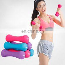 Wholesale Cheap Round Color Vinyl Neoprene Coated Weightlifting Rubber Dumbbell Set thumbnail-3