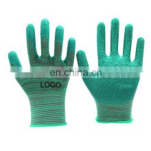 Wholesale promotional protection customized polyester shell latex foam palm coating working gloves