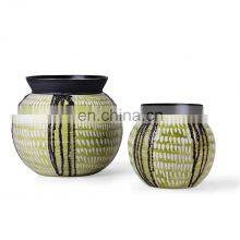 Hand Made Green Decorative Plant Flowerpot Ceramic Vase for Flower Arrangement Home Decoration thumbnail-2