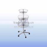 Chrome Metal Movable Super Market Display Stand/display Basket 3 Layers
