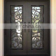 Customized Villa Popular Grill Designs Durable Profile Front Wrought Iron Double Door thumbnail-2