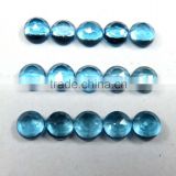 Swiss Blue Topaz 6x6 mm round faceted cabochon