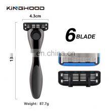 High Quality Gun Metal Black Sustainable Safety Six Blade DE Shaving Razor For Men thumbnail-3