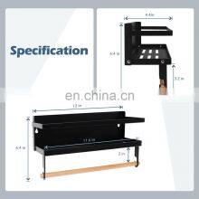 Kitchen Space Saver Side Shelf Fridge Refrigerator Foldable Magnetic Shelf Spice Rack Storage Organizer With Towel Holder Roll thumbnail-2