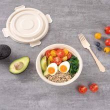 500ml Eco Friendly Biodegradable Food Packaging Salad Round Sugarcane Bagasse Paper Pulp Bowl With Lid (300/CS) thumbnail-3