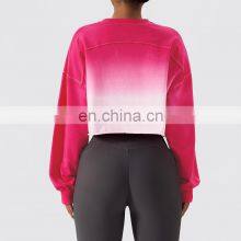 Gradient Color Long Sleeve Crop Tops Hot Sales Round Neck Short Women Sweatshirt thumbnail-2