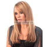 Hot Kinky Straight Remy Clip on European Weave 5Pc Clip In Hair Extensions With Bangs for White Women thumbnail-1