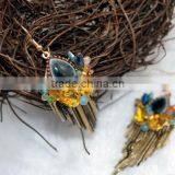 Wedding Bridal Crystal Long Earrings Retro Tassel Earrings Top Design Crystal Earring thumbnail-2