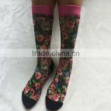 Flower printing wholesale custom photo print socks, sublimation printing socks, digital print socks