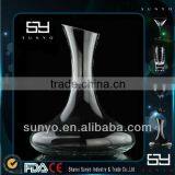 Hand Blown Clear Glass Wide Base Wine Liquor Decanter