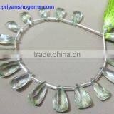 Green Amethyst Elongated Pyramid 8*15 mm 64 Cts Faceted Elongated Pyramid 6" Strand Length Natural Gemstones