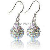 Sparkle CZ Crystal Ball 925 Silver Shamballa Hook Earring for Wedding Party thumbnail-3