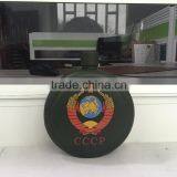 42oz Round Hip Flask With Print Logo and Spray Pain Coating Then in Leather Bag. thumbnail-2