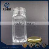 100ml renctangle clear glass spice bottle with metal lid