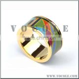 stud brand jewelry high quality Enamel rose gold plated wedding steel rings