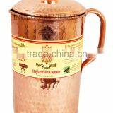 Pure Copper Hammered Pitcher Jug 2100 ML - Storage Water Good Health Benefit Yoga, Ayurveda