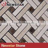 Newstar Top Cheap Basketweave Crema Marfil Emperador Kitchen Tile Mosaic thumbnail-1