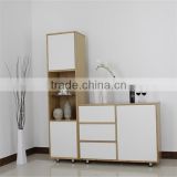 Simple style White finishing living room bamboo tall cabinet