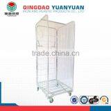 Hot selling metal wire basket carts with 4 wheels, nested roll trolley, storage roll cage cart