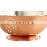 Stainless Steel Colander with Copper Finish