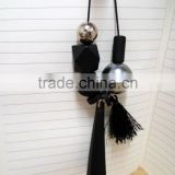 geometric beads pendant necklace long tassel necklace