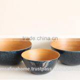 Round Colored Lacquer Bamboo Salad Bowl thumbnail-1