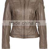 ALIKE Spring pu Leather Trim Jacket for Women thumbnail-1