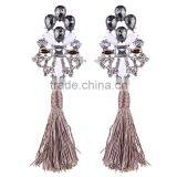 Bohemian Jewelry Rhinestone Gems With Alloy Plated Tassel Dangle Earrings thumbnail-3