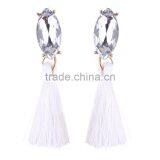 Bohemian Jewelry Big Crystal Gems With Tassel Drop Earrings for Women thumbnail-2