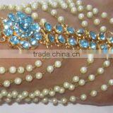 GOLD Tone TURQUOISE BLUE STONE Pearl PAYAL Anklets Toe Ring Barefoot Sandal thumbnail-4