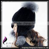 CX-C-42C Lovely Women Genuine Mink Fur Winter Hat Silver Fox Fur Ball thumbnail-6