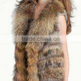 CX-G-B-116A Europe Design Natural Rabbit Fur Sleeveless Long Vest thumbnail-3