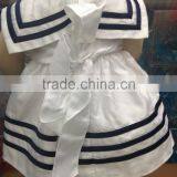 2017 Latest Design Hot Sale Summer Wholesale Silk Tutu Baby Clothing Kids Sleeveless Baby Girl Blue Stripe Dress thumbnail-5
