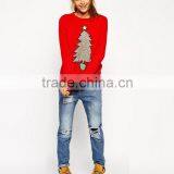 Merry Christmas Ladies Knitwear Crew Neck Cotton Sweater Red In Stock Women Clothings thumbnail-4