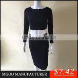 MGOO OEM/ODM Supplier Maded Two Piece Set Women Bodycon Dress Black Long Sleeve Clothing Shealth Prom Dress Z572 thumbnail-1