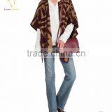 Cardigan Style Lady Custom Intarsia Wool Poncho Sweater thumbnail-4