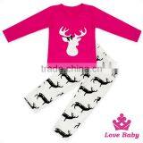 2017 Spring Girls Clothing Sets Style Elk Red T-Shirt Elk White Pants Set Boutique Outfits Kids thumbnail-1