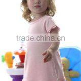 Kids Fancy Dress Costumes Girl's Pink A-Line Ruffle Hem Cotton Dress Girls Plain Cotton Dress thumbnail-1