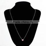 New Fashion Iron Based Alloy Necklace Link Curb Chain Silver Tone Pink Heart Pendant Enamel 70.5cm Long thumbnail-3