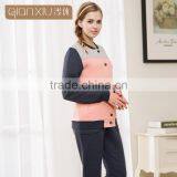 Super Grade Qianxiu Wholesale Long Sleeve Couples Home Suit Buttons Down Women Thermal Pajamas thumbnail-2