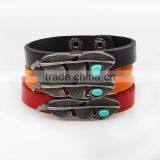 XP-LB-2174 Leaf Fashion Wrap Hip Hop Leather Bracelet for Gifts thumbnail-5